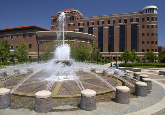 Beering Hall: Unlike the towering Mathematical Sciences Building, Beering Hall's design manages to fit a large academic program into a relatively small ground space while still respecting the surrounding areas. The three-story component provides an appearance that is visually consistent with the size of buildings across University Street and around Founders Park.